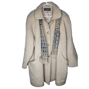 Herman Kay Wool Coat Womens 22W Beige Long Oversized Classic Minimalist